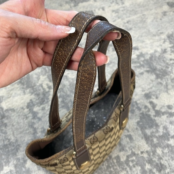 Gucci Monogram GG Small Charmy Tote Bag Brown Bolt Hardware Accent Luxury - Picture 10 of 17